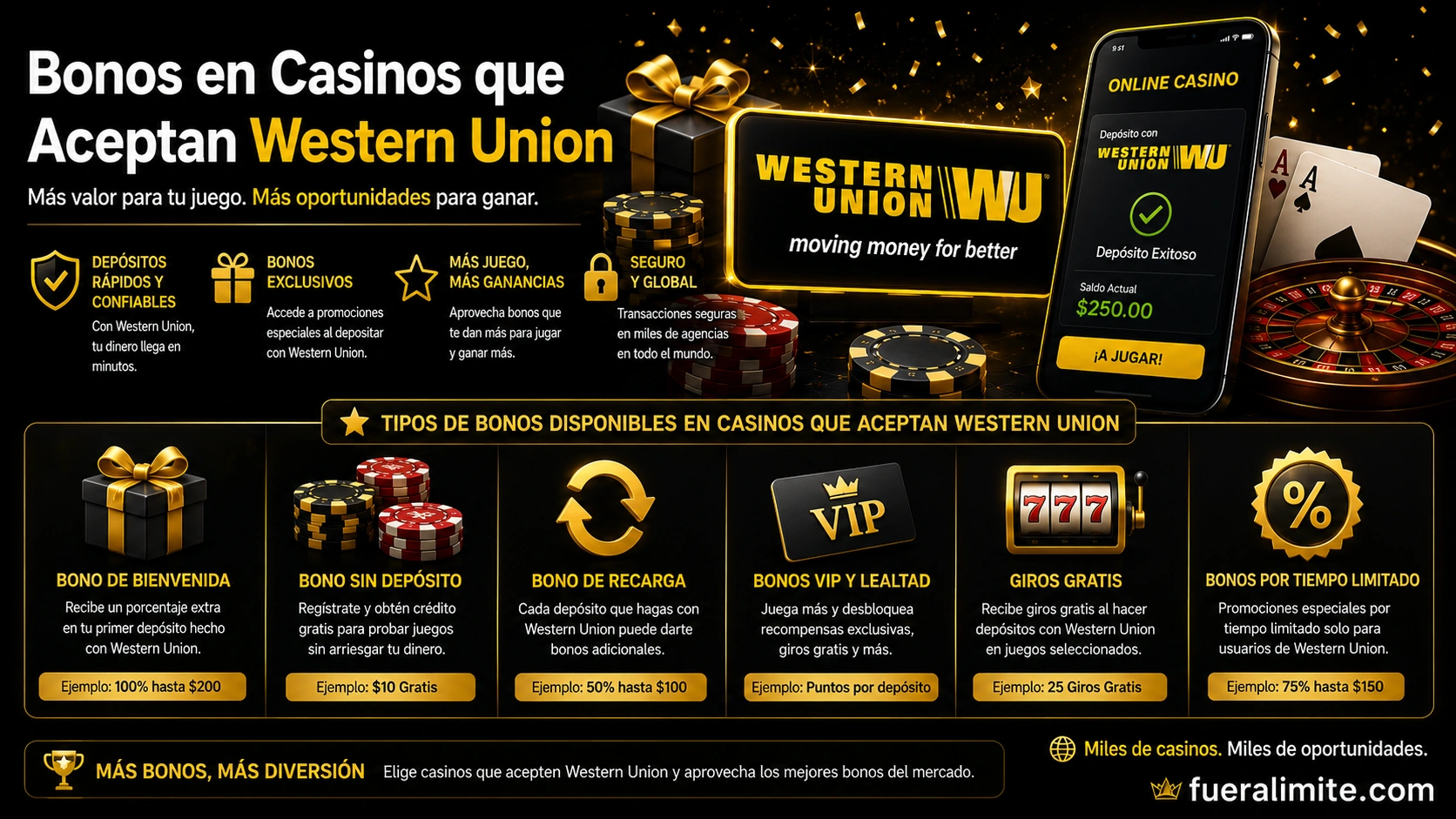 Bonos en Casinos que Aceptan Western Union
