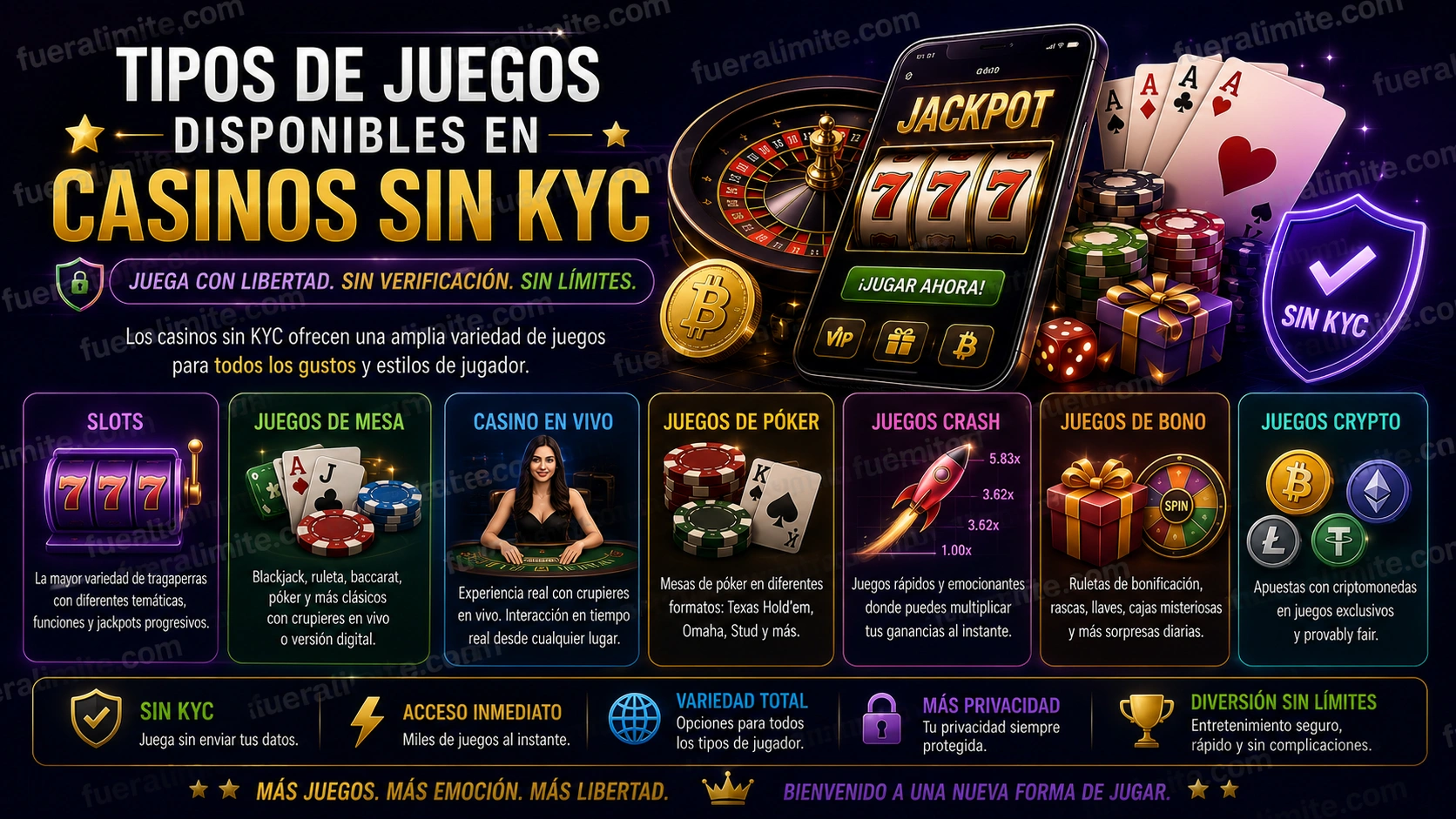 Tipos de Juegos Disponibles en Casinos Sin KYC