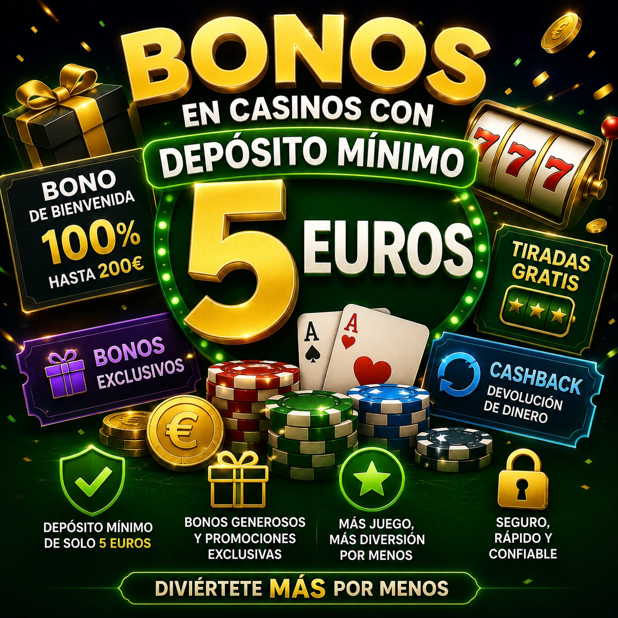 Bonos en casinos con depósito mínimo de 5 euros