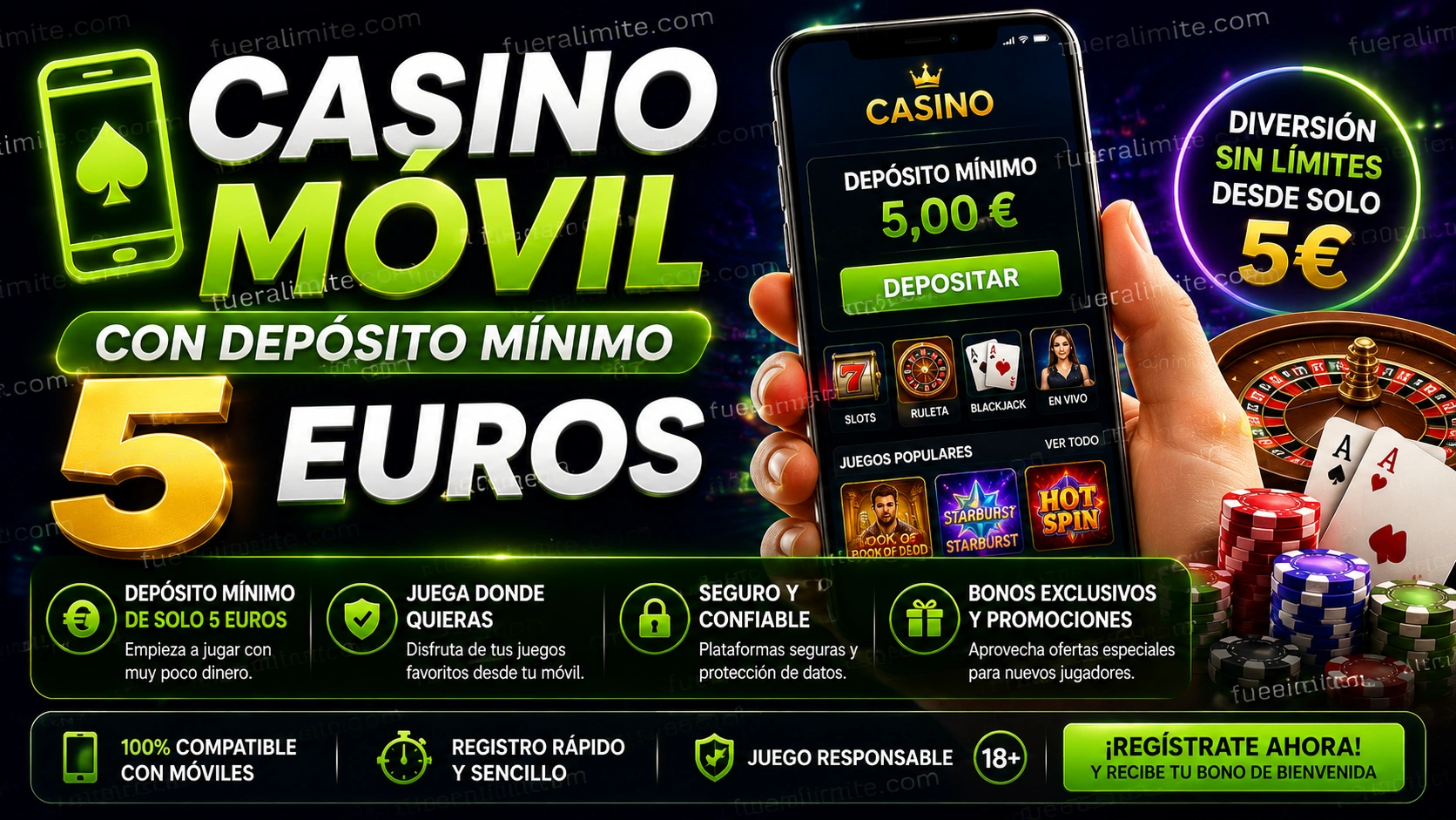 Casino móvil con depósito mínimo 5 euros
