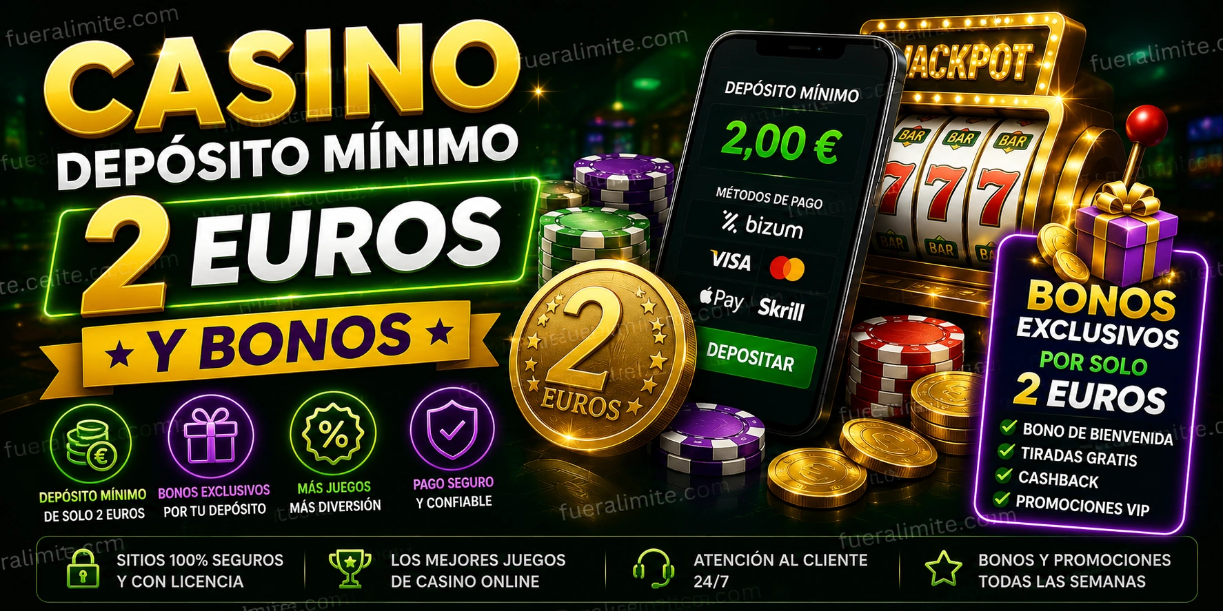 Casino depósito mínimo 2 euros y bonos