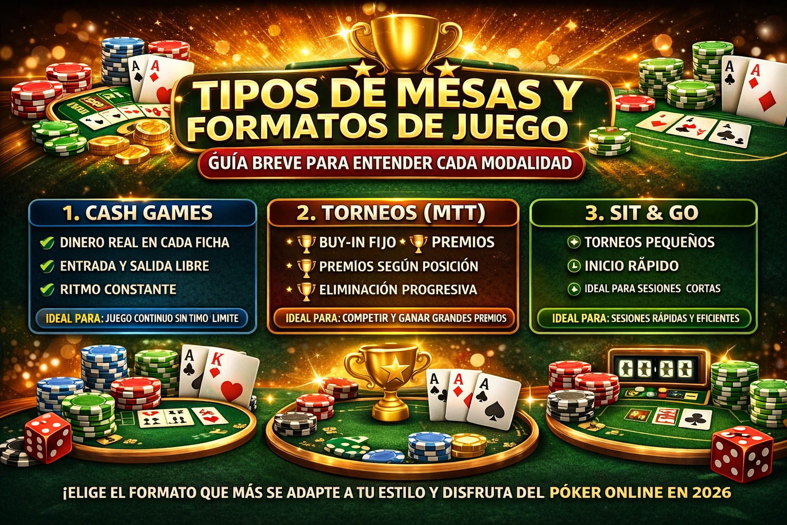 Tipos de mesas y formatos de juego