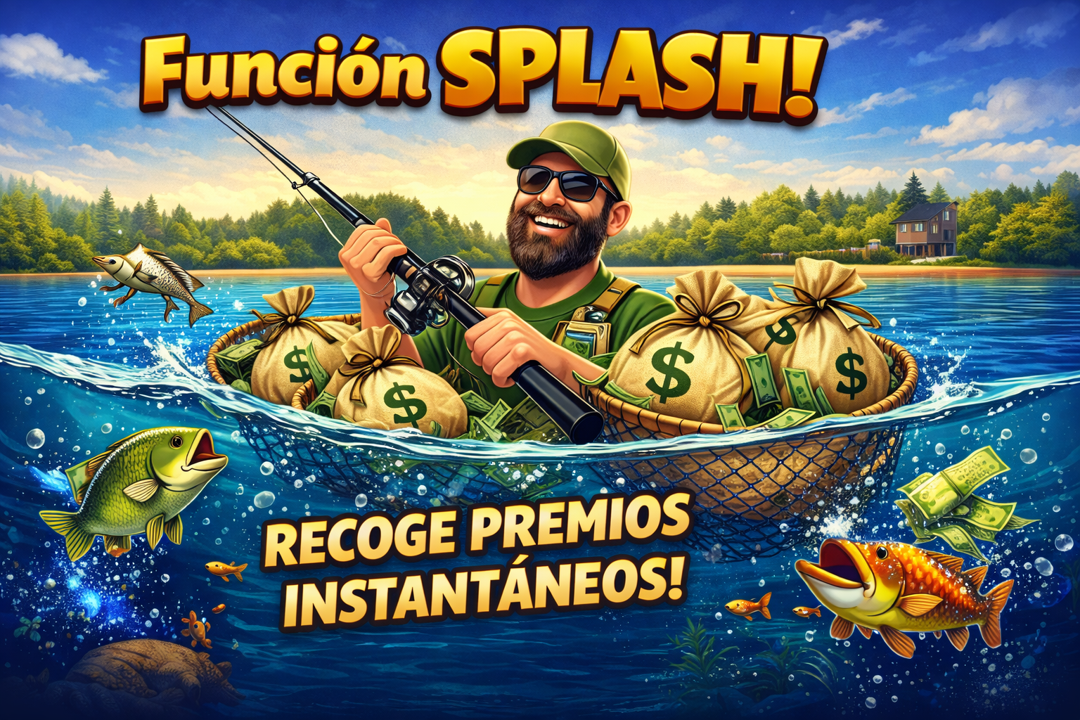 Premios y multiplicadores de Bigger Bass Splash con ganancias hasta x2.100