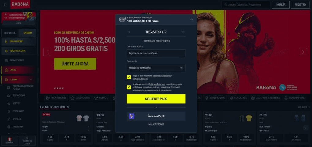 Guía de registro en Rabona Guía de registro en Rabona