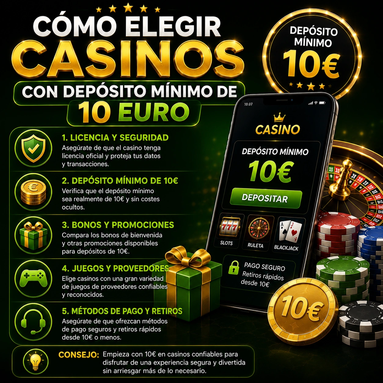 Cómo elegir casinos con depósito mínimo de 10 euro