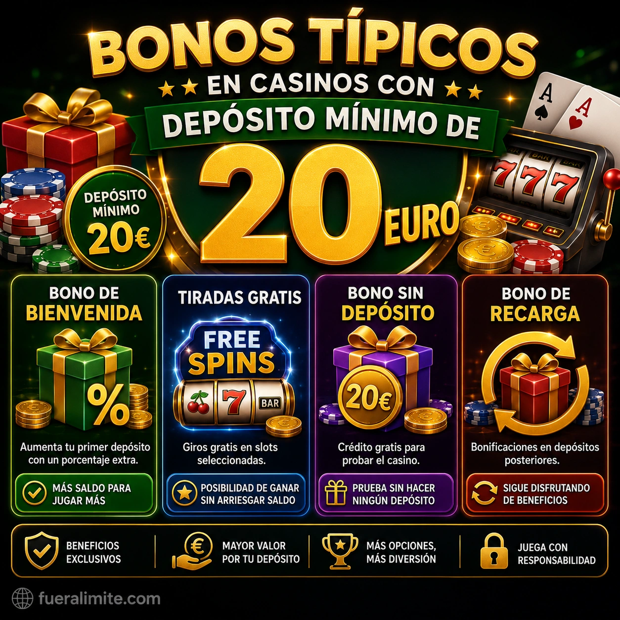 Bonos Típicos en Casinos con Depósito Mínimo de 20 Euro