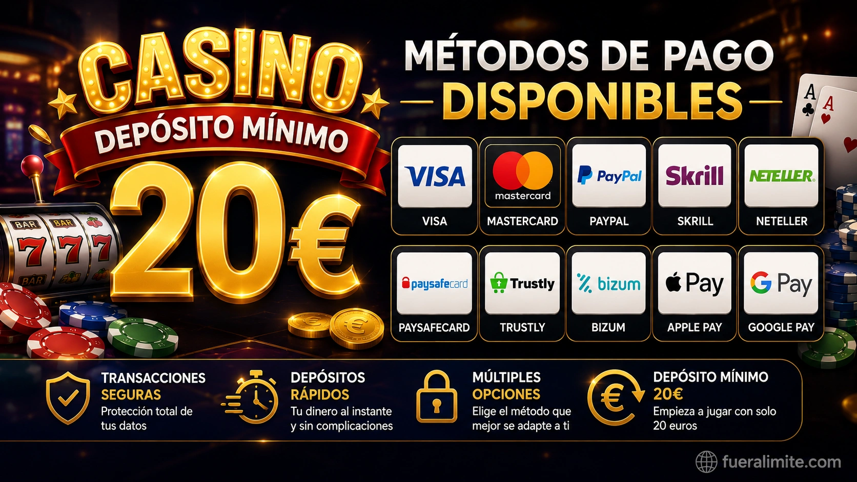 Casino Depósito Mínimo 20€: Métodos de Pago Disponibles