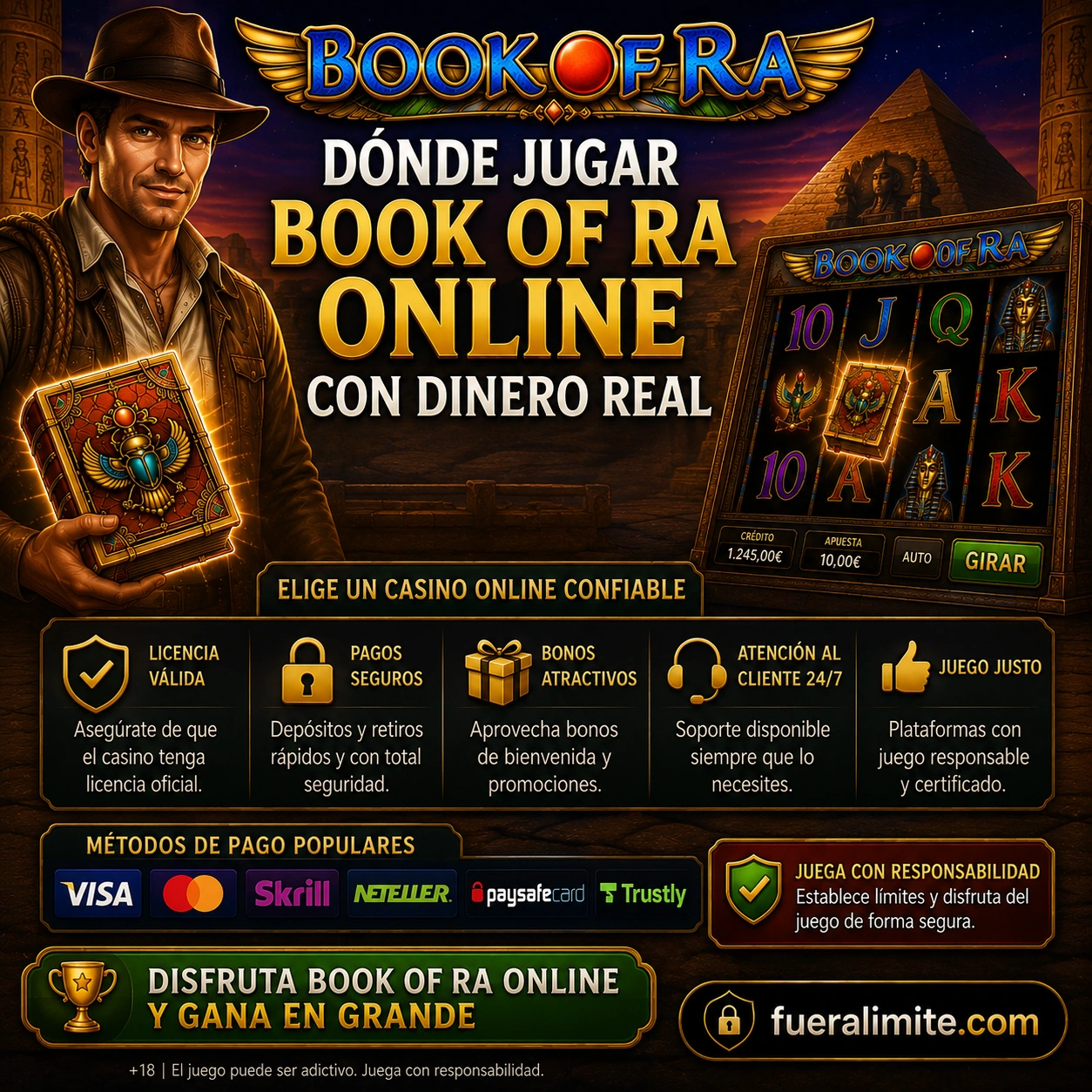 Dónde Jugar Book of Ra Online con Dinero Real