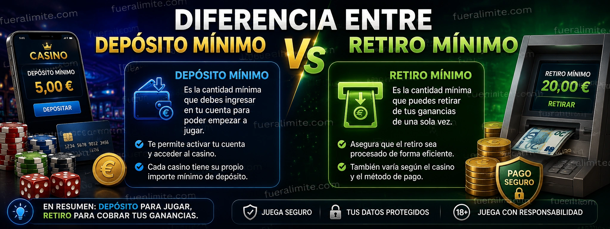 Diferencia entre depósito mínimo y retiro mínimo